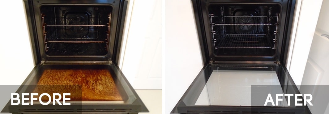 Before and after oven cleaning result in Lickey End