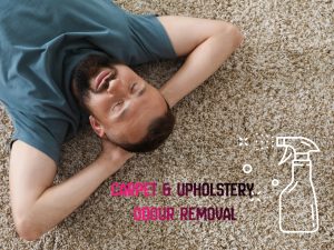 Applying deodorising treatment to remove odours from carpet fibres
