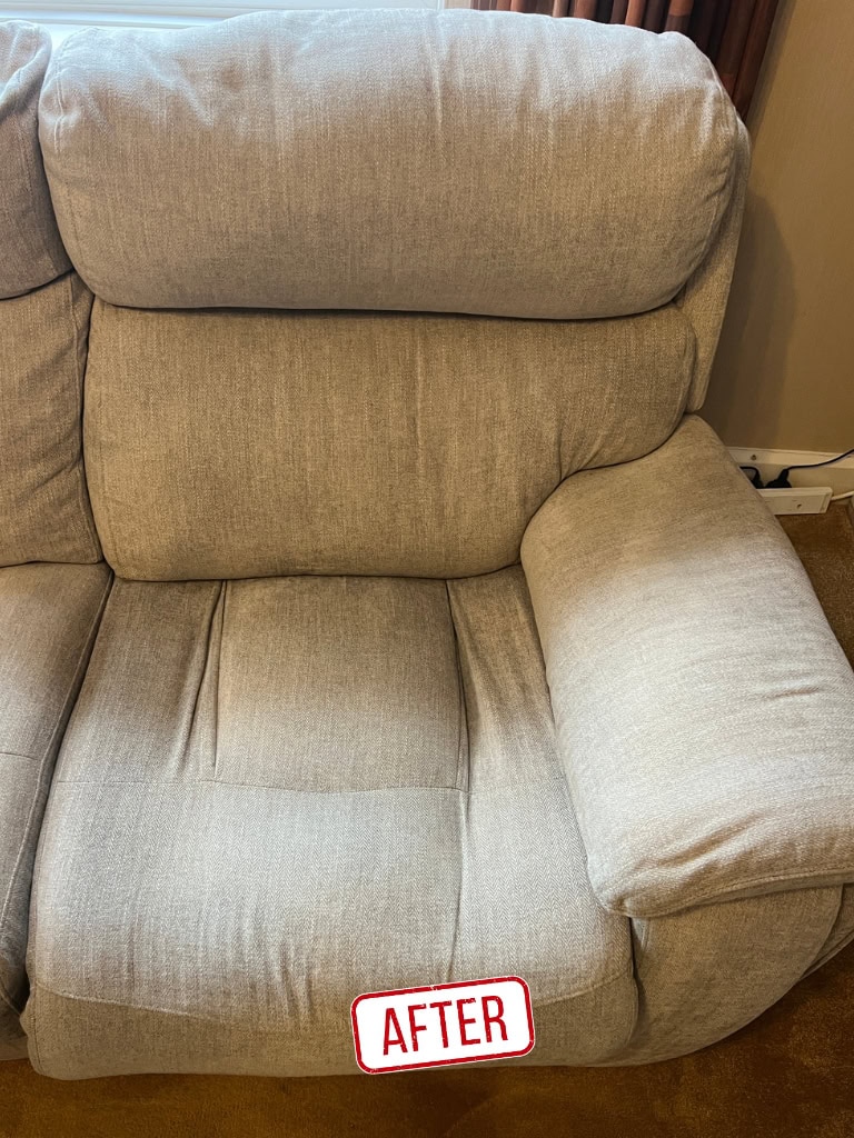 sofa after upholstery cleaning in Redditch looking clean fresh and stain free
