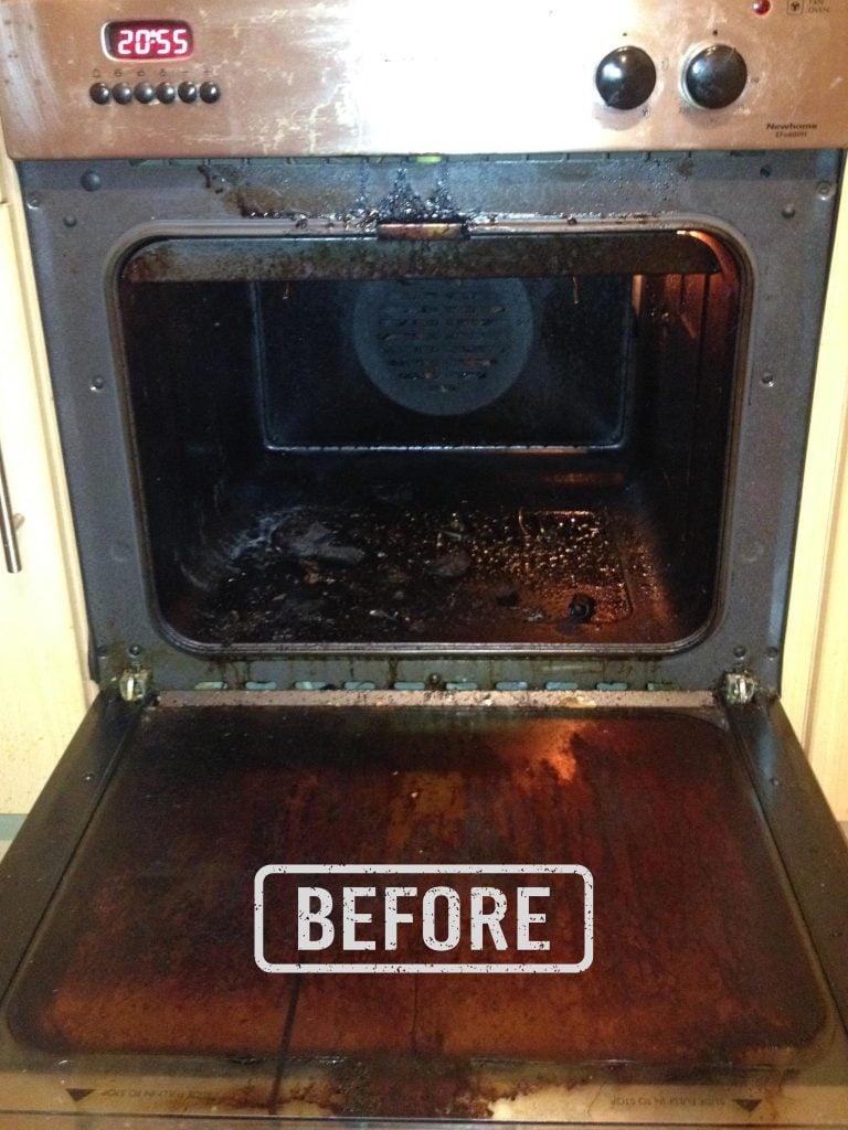 oven cleaning quinton 3 Before oven cleaning in Quinton showing greasy racks darkened glass and built-up residue