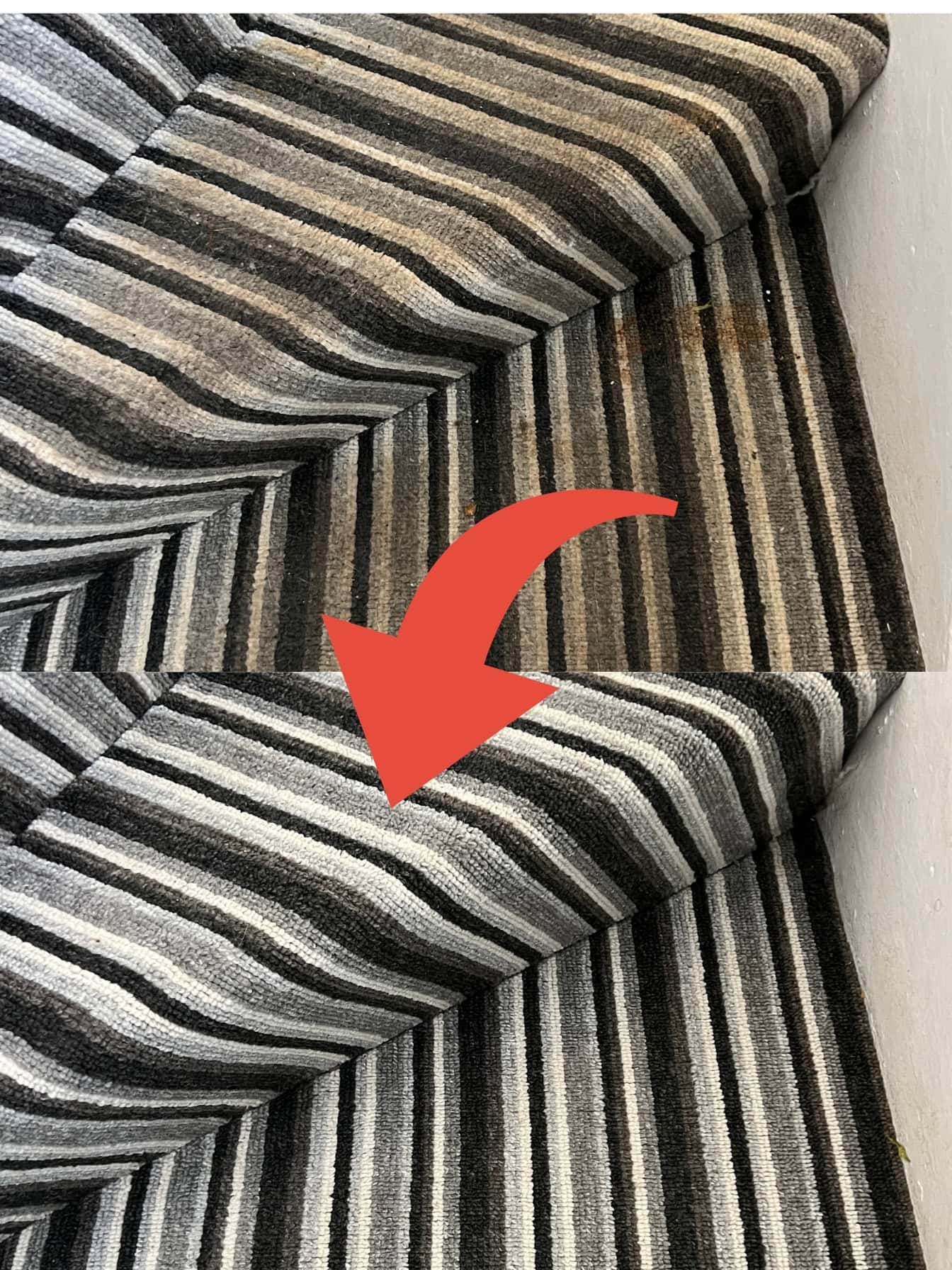 Before and after carpet cleaning in Handsworth showing improved carpet results after professional cleaning