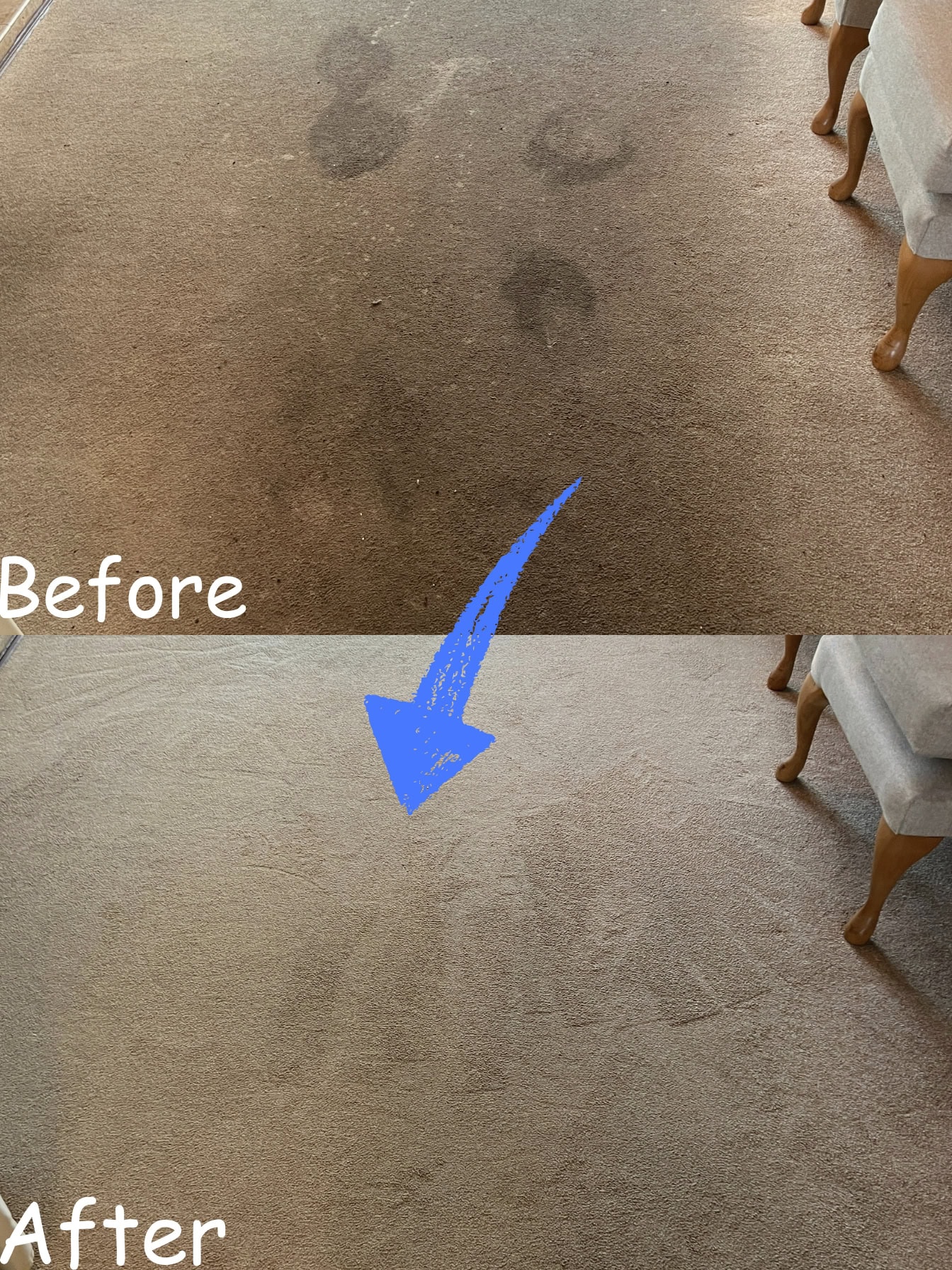 Carpet cleaning results in Handsworth showing cleaner carpet after deep extraction cleaning