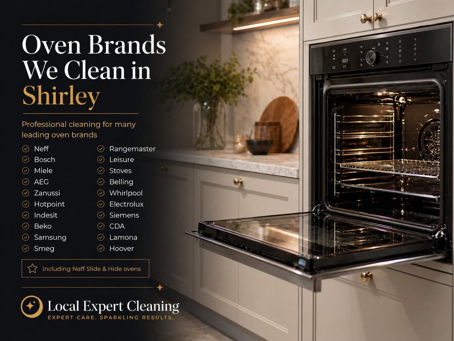 oven cleaning Shirley 7 Oven brands cleaned in Shirley including Neff Bosch Miele AEG Hotpoint Beko and Rangemaster