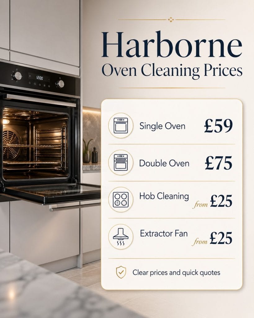 Oven cleaning prices in Harborne showing single oven cleaning from £59