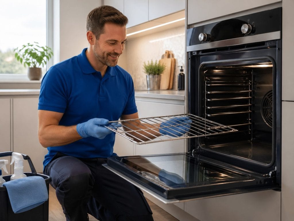 Professional oven cleaning in Tividale with a clean oven in a modern kitchen, showing Local Expert Cleaning’s heated dip tank service.