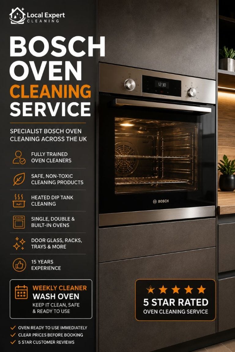 Bosch oven cleaning service showing a clean Bosch-style built-in oven after professional cleaning