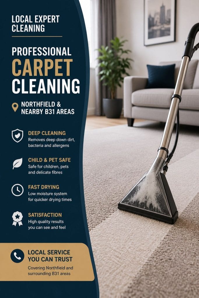 Carpet cleaning in Northfield and nearby areas including Longbridge West Heath Rednal Frankley and Kings Norton