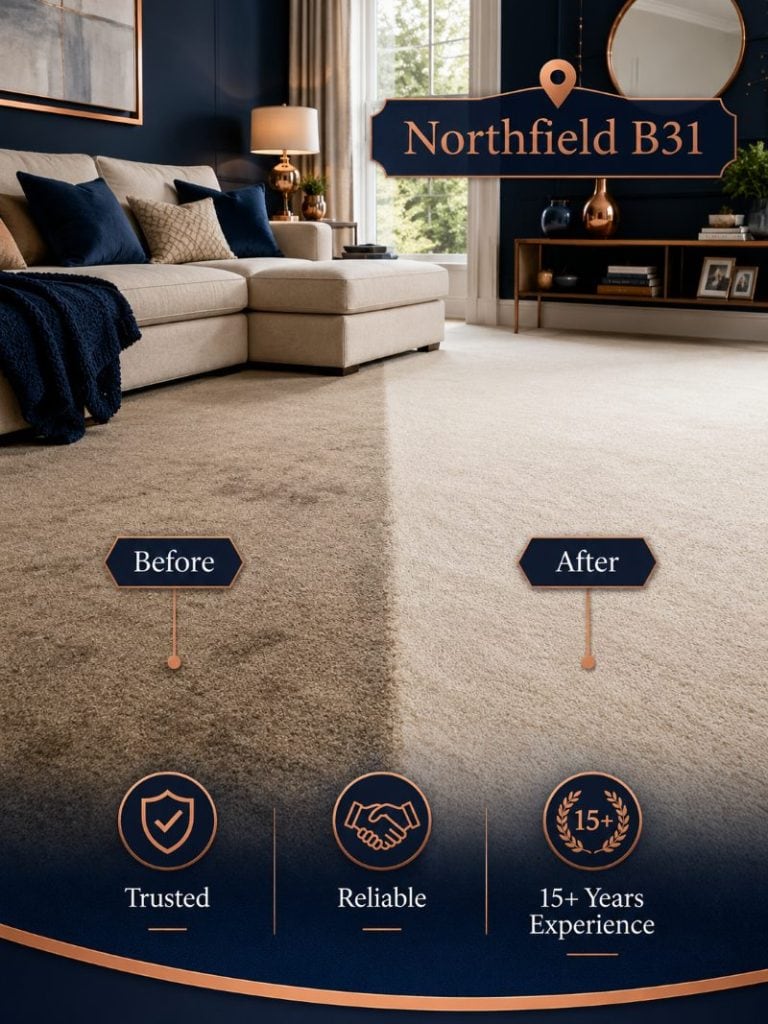 Carpet cleaning Northfield by a trusted local B31 carpet cleaner showing before and after carpet cleaning results
