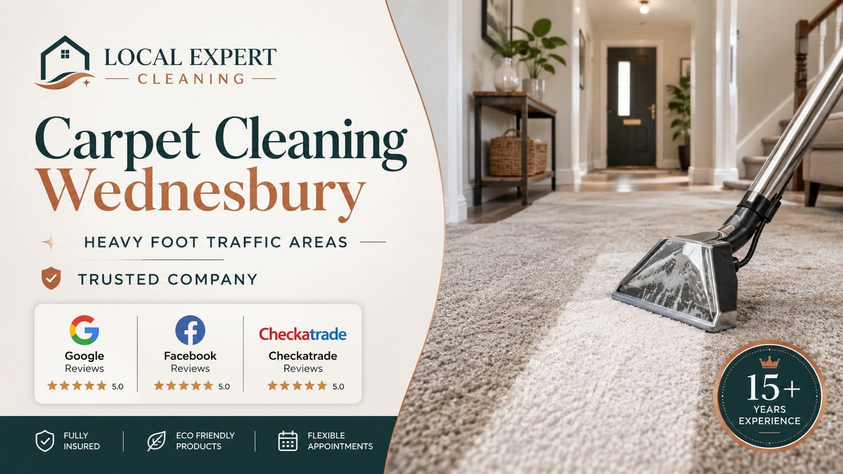 Carpet cleaning in Wednesbury for heavy foot traffic areas stairs hallways and busy rooms