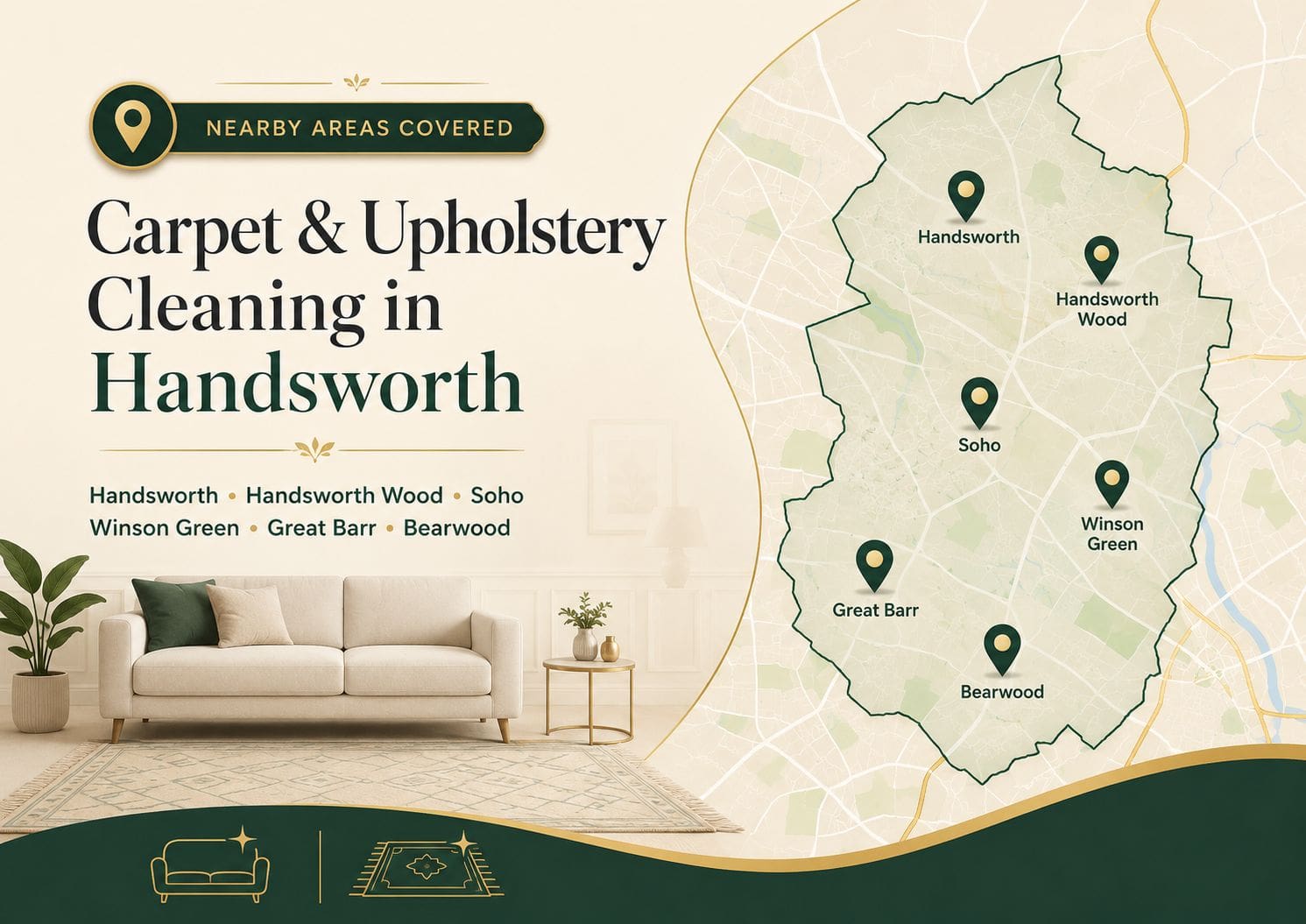 Carpet and upholstery cleaning in Handsworth and nearby areas including Handsworth Wood Soho Winson Green Great Barr and Bearwood