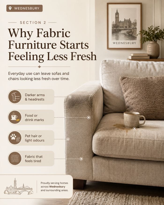 Common signs that fabric sofas and chairs need cleaning in Wednesbury