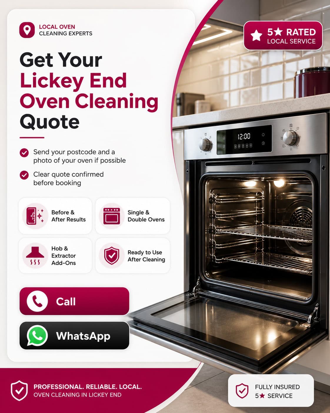 Contact Local Expert Cleaning to arrange oven cleaning in Lickey End
