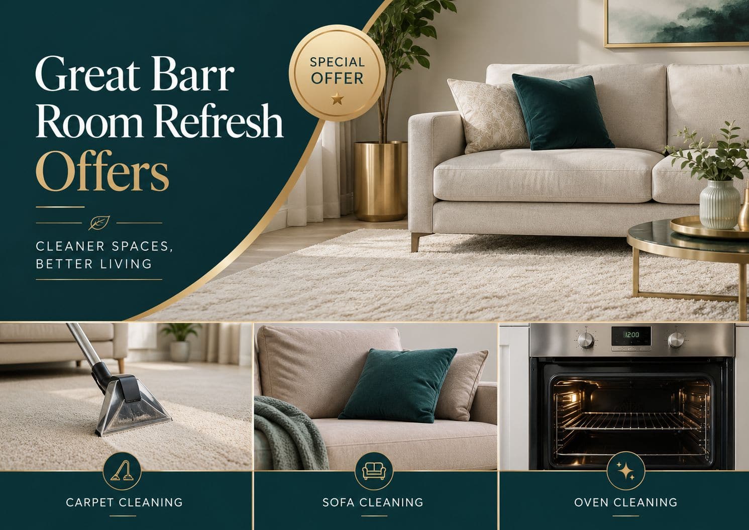 Great Barr room refresh offers for carpet cleaning sofa cleaning and oven cleaning