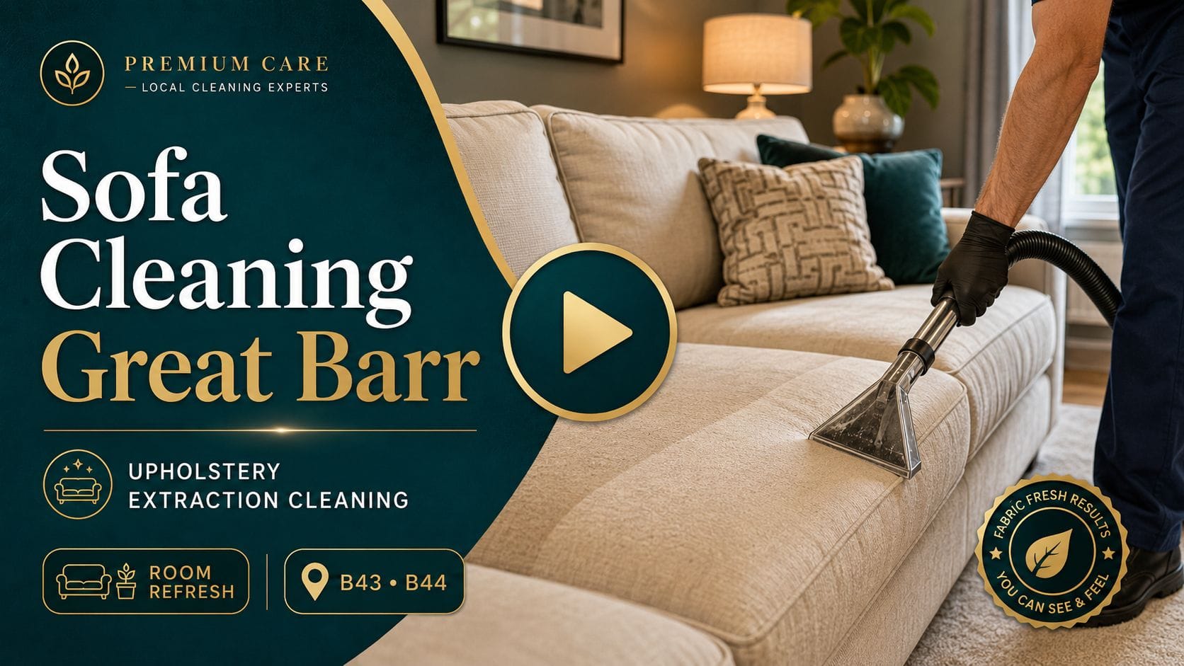 Great Barr sofa cleaning showing upholstery extraction cleaning for fabric sofas and armchairs