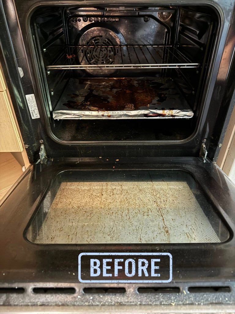 Before oven cleaning in Great Barr showing grease, baked-on food and dirty oven glass