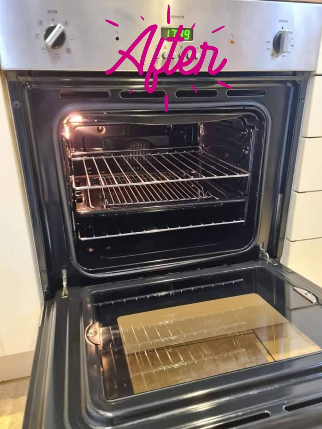 Oven after cleaning in Lickey End showing the cleaned oven interior and racks