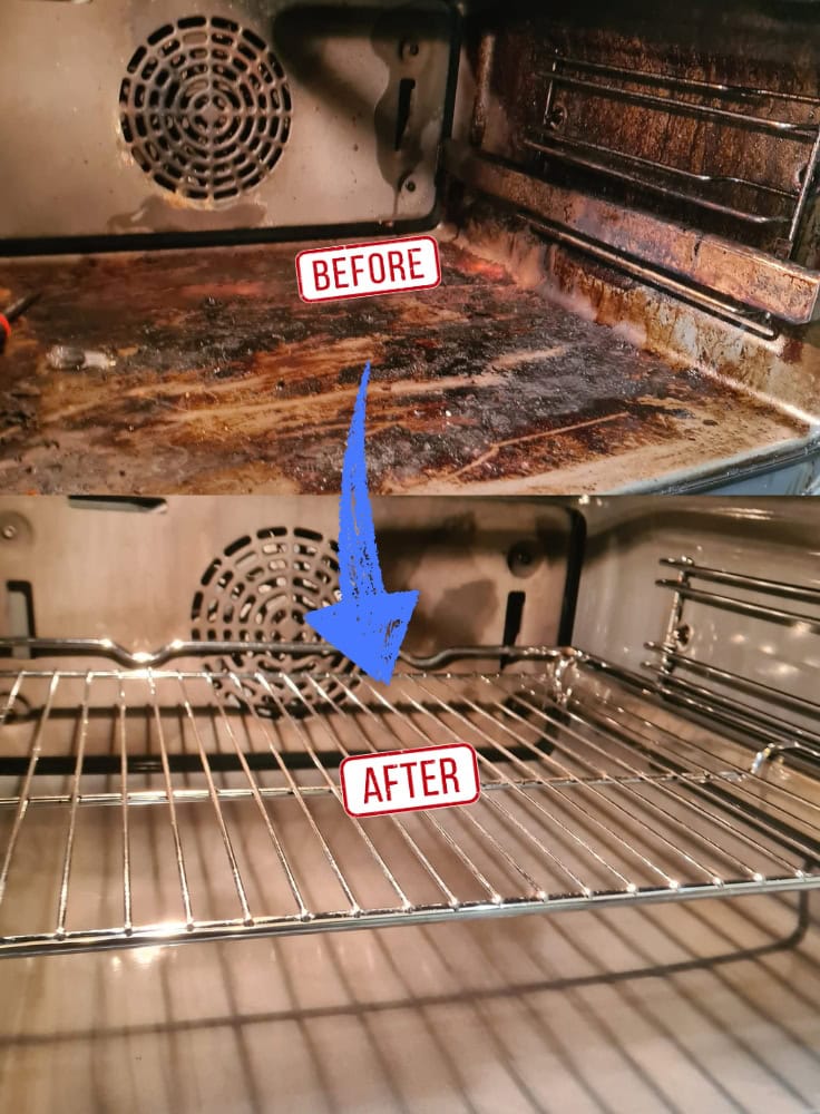 Oven cleaning Redditch before and after oven clean results showing a cleaner oven finish