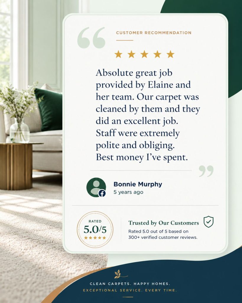 Carpet Cleaning Rubery 5 5 star customer review for carpet cleaning in Rubery showing trusted local service and customer feedback