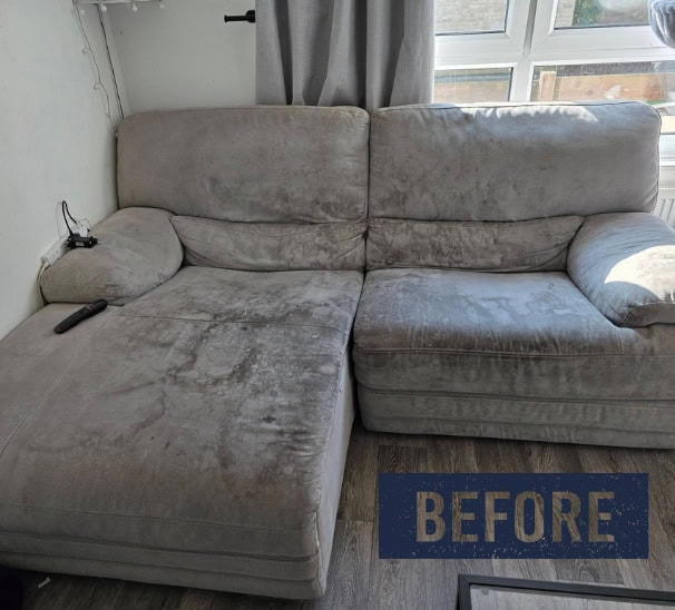 Upholstery Cleaning Sandwell 5 Before upholstery cleaning in Sandwell showing fabric furniture with visible marks before professional cleaning