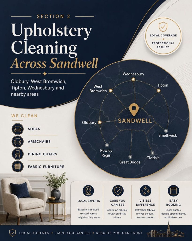 Upholstery Cleaning Sandwell 3 Upholstery cleaning across Sandwell including Oldbury West Bromwich Tipton Wednesbury Smethwick Rowley Regis and Tividale
