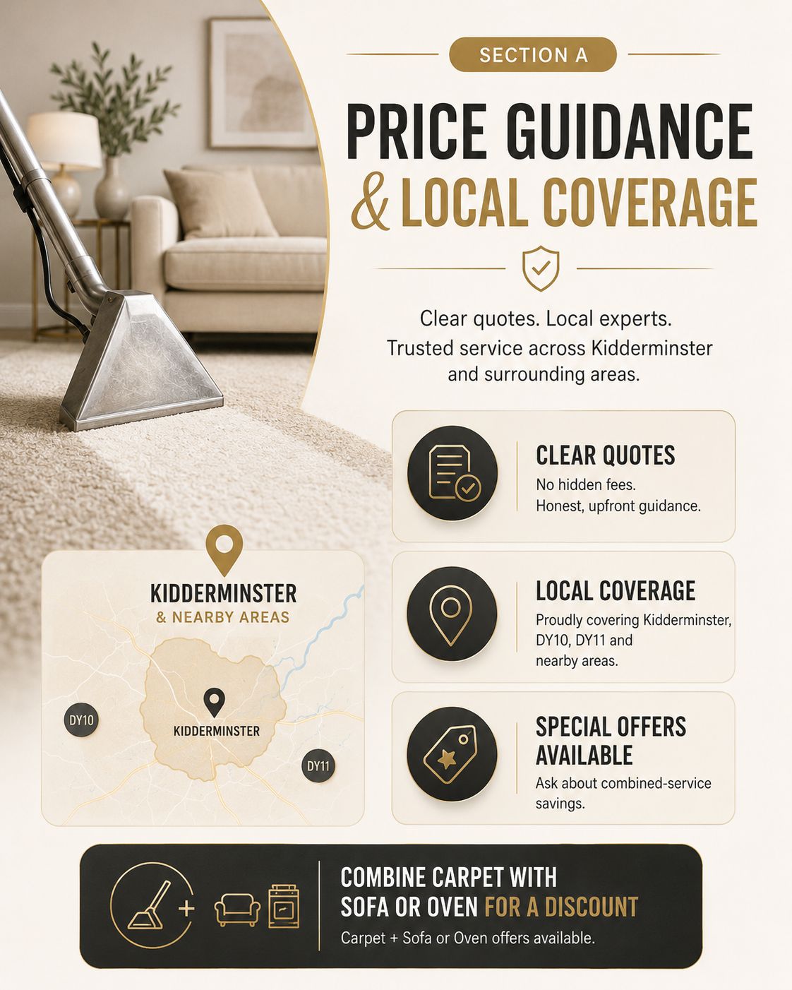 Carpet cleaning prices in Kidderminster with local coverage across DY10 DY11 and surrounding areas