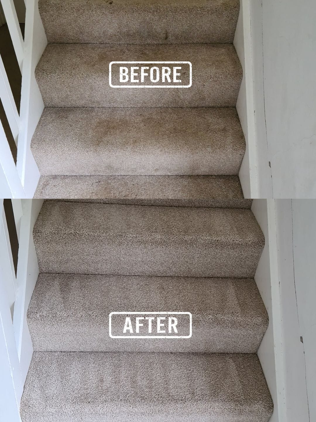 Before and after stairs and hallway carpet cleaning in Kidderminster