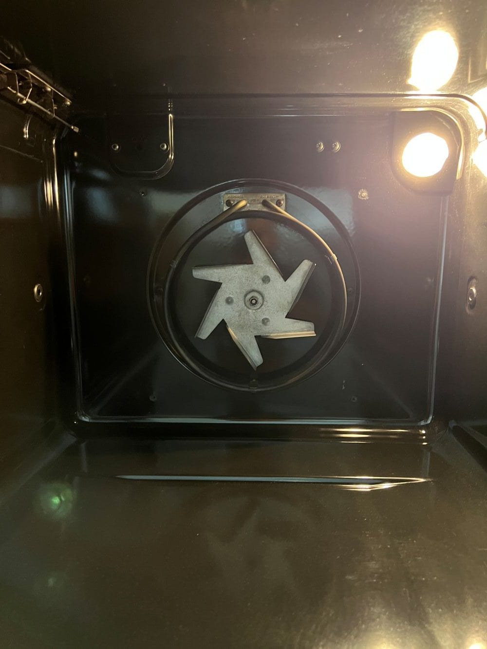 Oven Cleaning Wolverhampton 9 Oven fan blade after cleaning in Wolverhampton showing clean fan area inside the oven