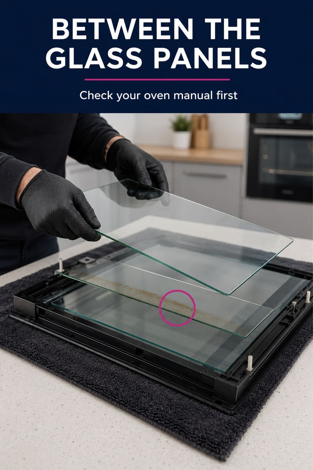 Oven door glass panels separated safely for cleaning