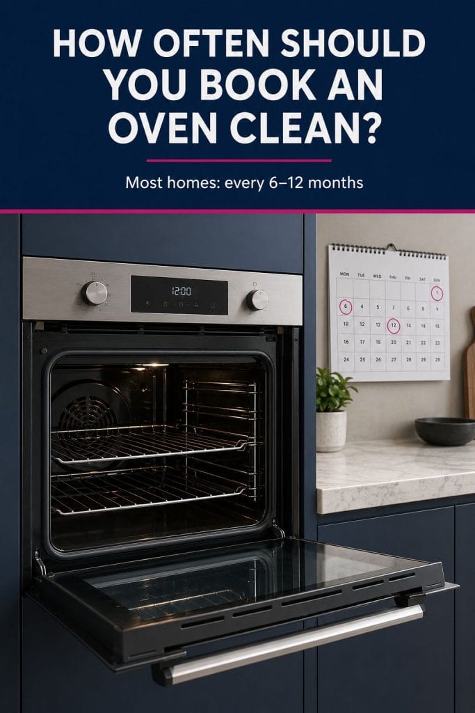 Clean oven with guidance to book professional oven cleaning every 6 to 12 months