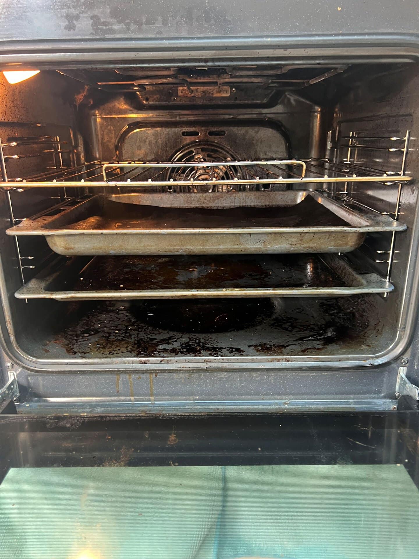 Greasy oven interior before professional oven cleaning in West Bromwich