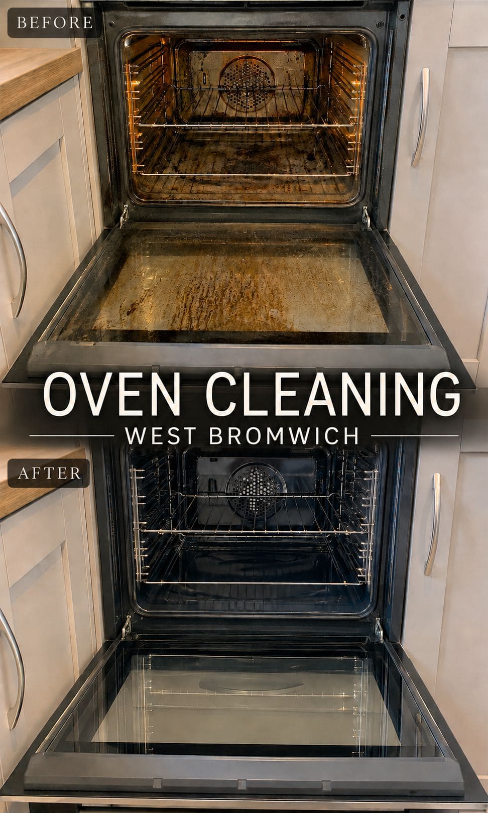 Before and after professional oven cleaning in West Bromwich